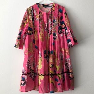Cynthia Rowley Cotton Voile Pintuck Ruffle Dress